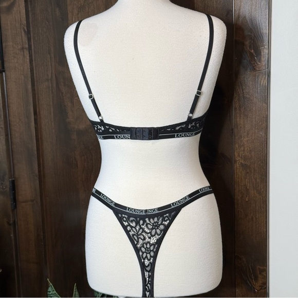 Lounge Balcony Bra and Thong Set in Black Womens lingerie 34DD Size L - Picture 2 of 6
